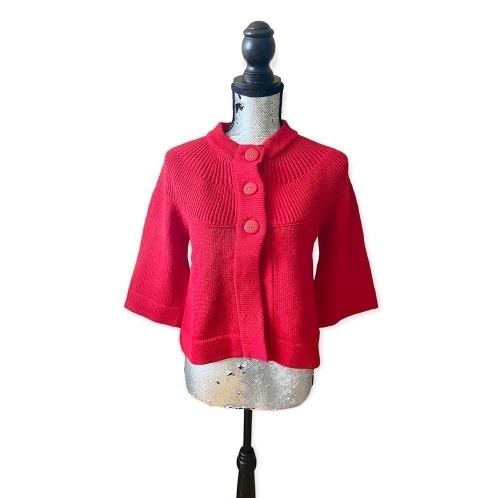 𝅺bandolino Chunky Knit Button Cardigan in Ruby Red | Small | EUC